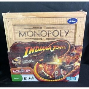 Indiana Jones Monopoly Board Game - Wood Box Crate in Original Packaging